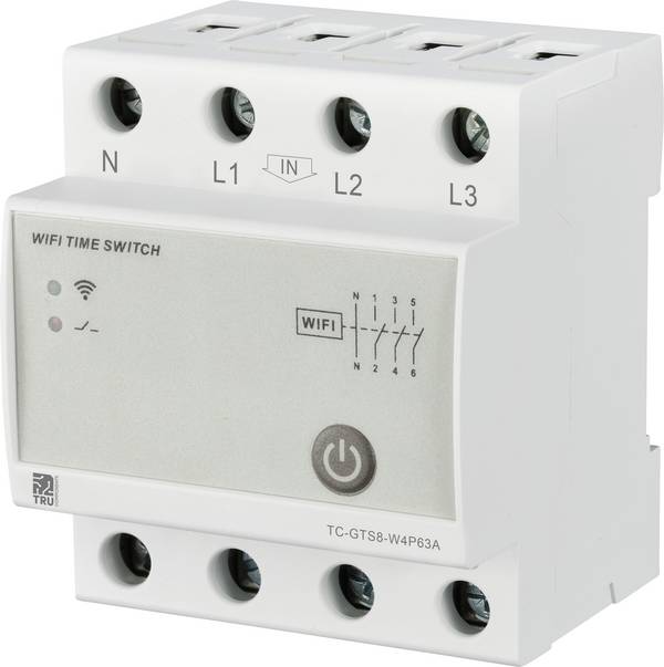 TRU COMPONENTS TC-12485088 TC-GTS8-W4P63A Wi-Fi prekidač  230 V/AC 1 St. Vremenski opseg: 1 min - 24 h 3 zatvarač