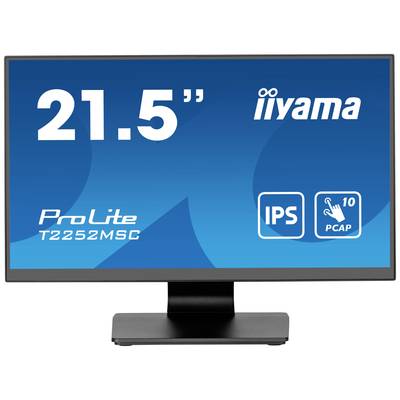 Monitor veličine 21,5 inča dijagonale zaslona. Naziv marke 'iiyama', model 'ProLite T2252MSC'. Podržava IPS i PCAP 10-točkovno dodirno upravljanje.