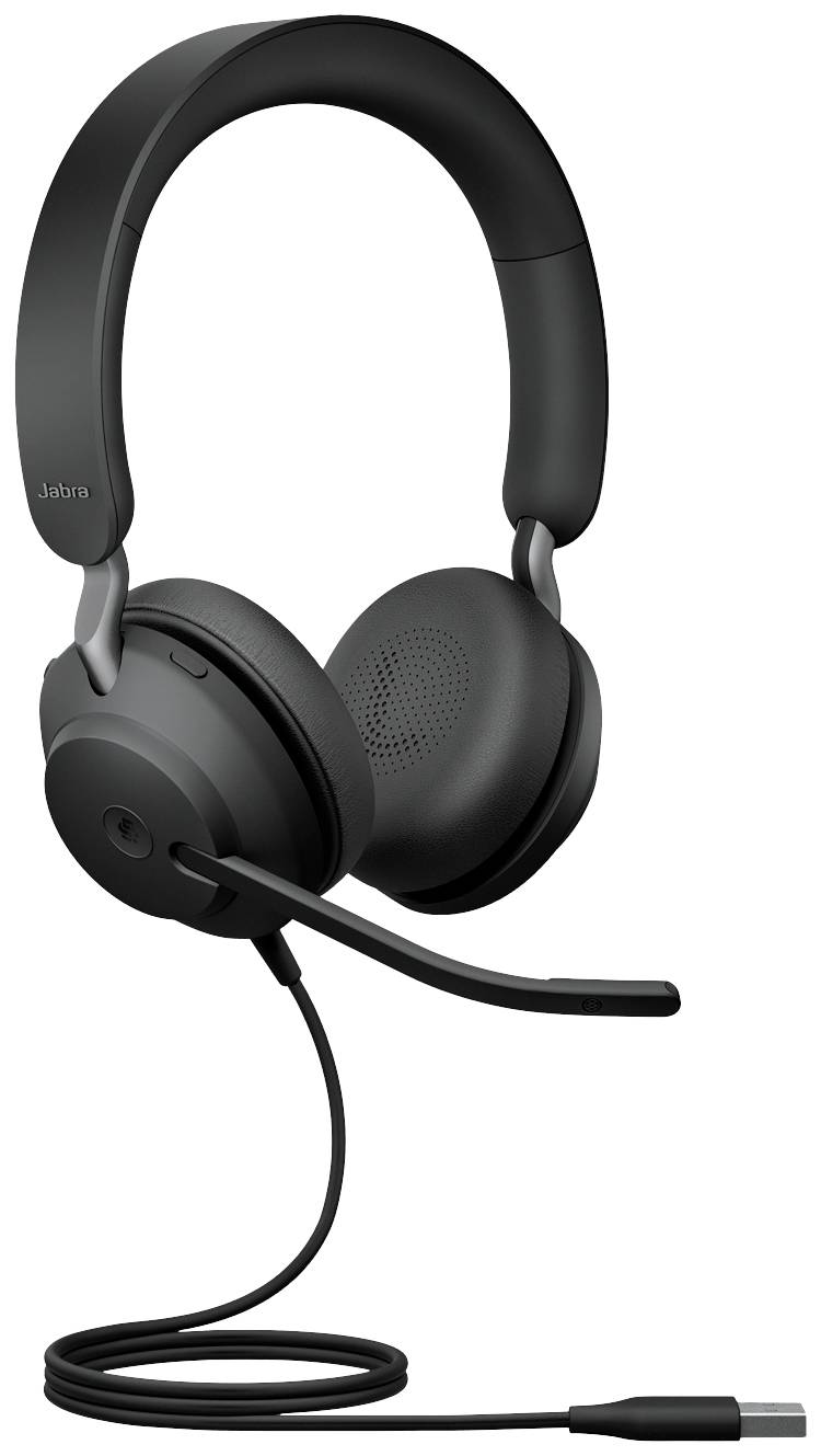 Crni headset s mikrofonom i USB priključnim kabelom, pogodan za računalo ili telefon.