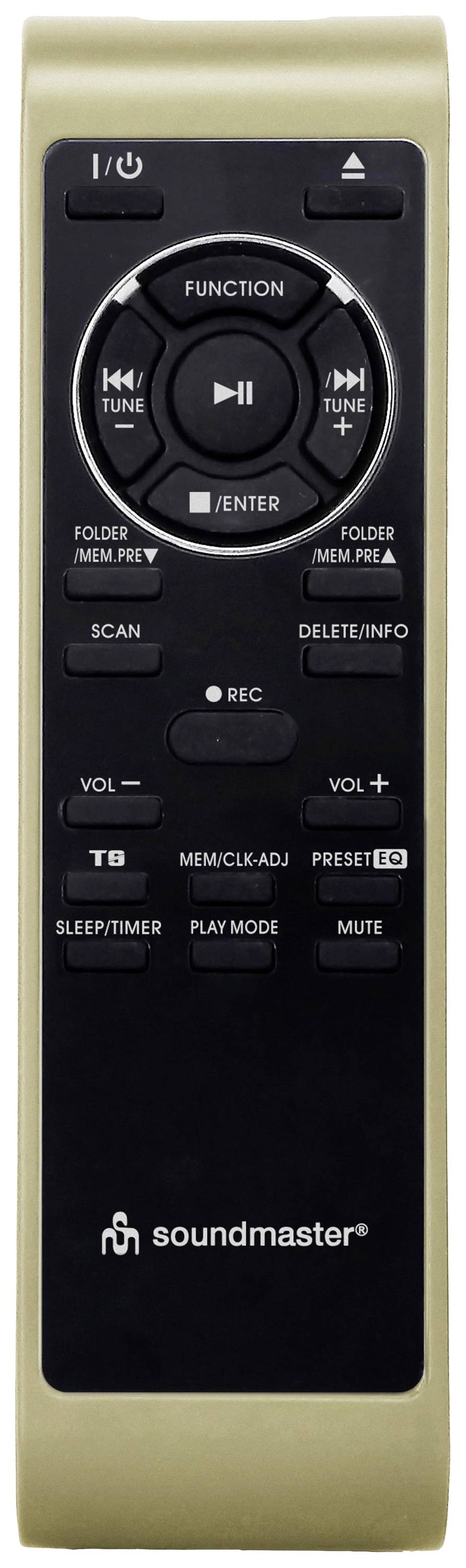 Crna daljinska upravljač s tipkama za reprodukciju, pauzu, isključivanje zvuka i promjenu načina rada. Na vrhu piše 'Function'.