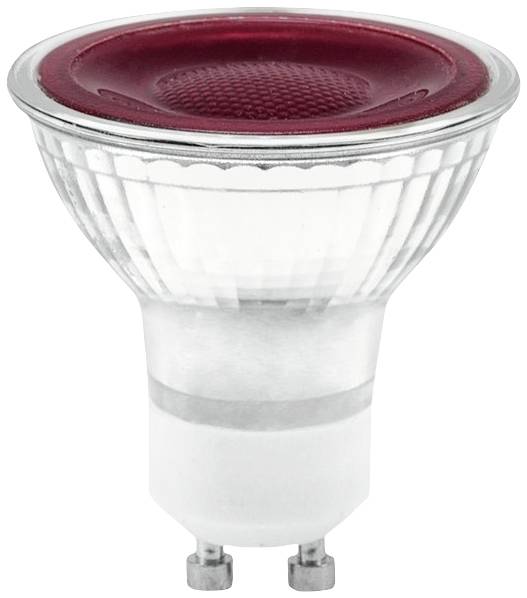 LED-reflektor crvene boje svjetla s GU10 podnožjem, pogodan za upotrebu u standardnim svjetiljkama. Idealan za stvaranje ugođaja.