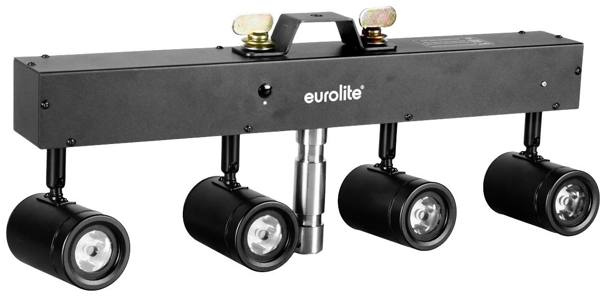 Eurolite LED svjetlosni uređaj s četiri okretljive reflektore, montiran na crnoj metalnoj podlozi.