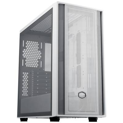 Bijelo kućište računala s izrazito strukturiranom prednjom rešetkom i prozirnim bočnim panelom. Idealno za PC entuzijaste.