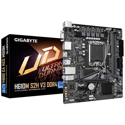 Matična ploča Gigabyte H610M S2H V3 DDR4, serija Ultra Durable. Sadrži priključke i utore za CPU, RAM, PCIe. Pogodna za PC-e.