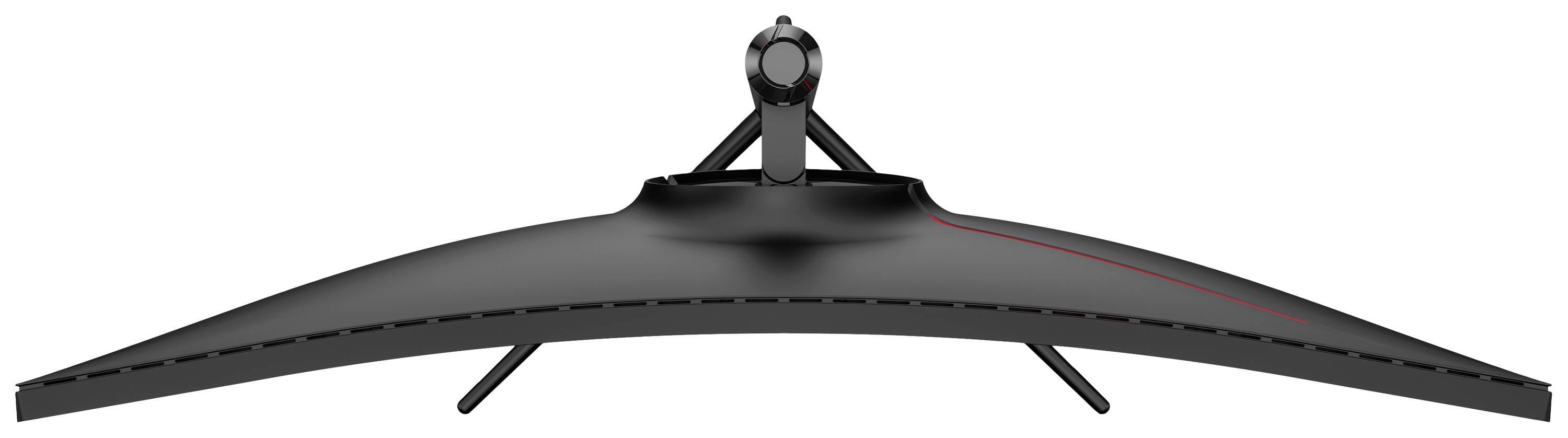 Velik zakrivljeni gaming monitor sprijeda, tankog dizajna i čvrste postolja. Pogodan za imerzivna gaming iskustva.