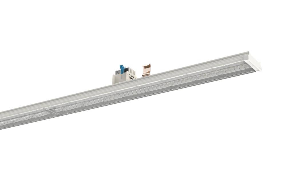 Dugi, bijeli LED panel za osvjetljenje s integriranim predspojnim uređajem, pogodan za komercijalnu ili industrijsku unutarnju rasvjetu.