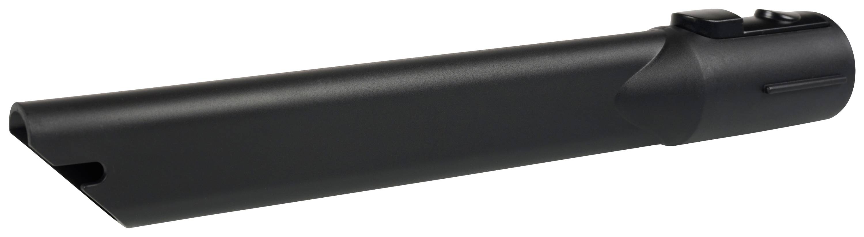 Duža crna cijev koja je vjerojatno dio tehničkog ili električnog uređaja.