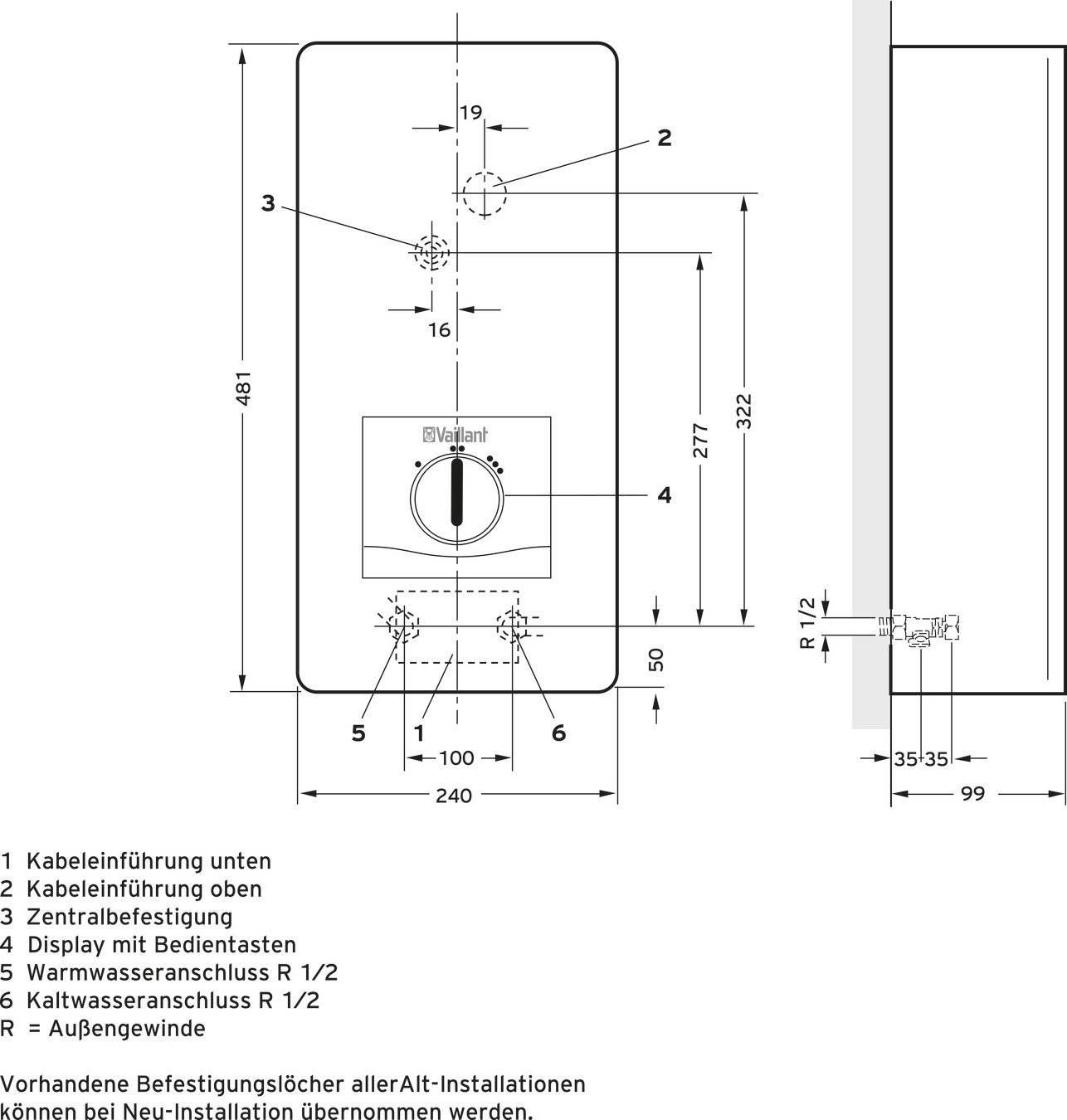 Vaillant VED E 18/8 B VED E 18/8 B Doorstroomboiler A (A+ - F) 18 kW