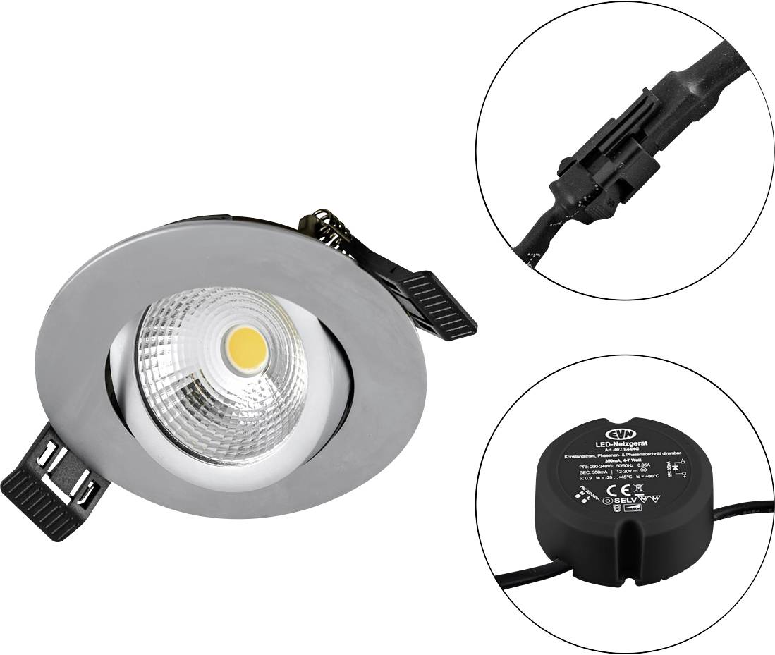 EVN S061502 S061502 LED-inbouwlamp LED LED vast ingebouwd 6 W Chroom