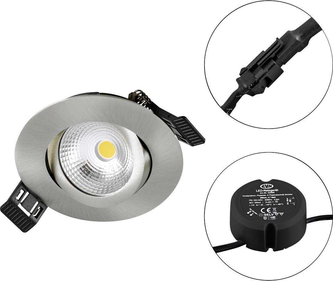 EVN S061302 S061302 LED-inbouwlamp LED LED vast ingebouwd 6 W RVS