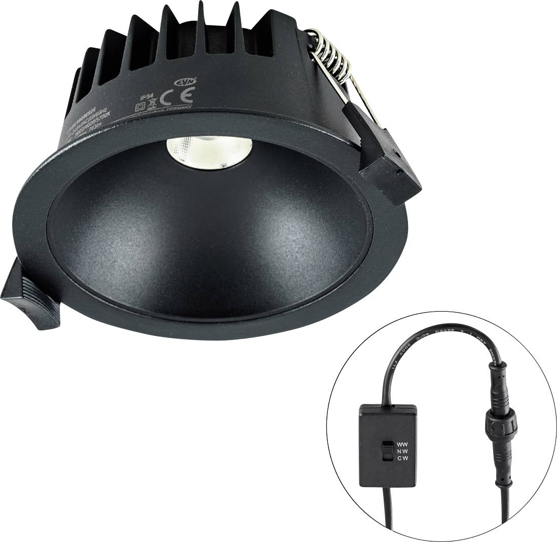 EVN C54N10090925 C54N10090925 LED-inbouwlamp LED LED vast ingebouwd 10 W Zwart