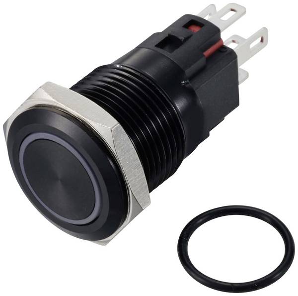 TRU COMPONENTS TC-12647448 tlačni prekidač 250 V/AC 3 A 1 x off/(on) IP65 crvena zadržava položaj eloksirani aluminij 1 St.