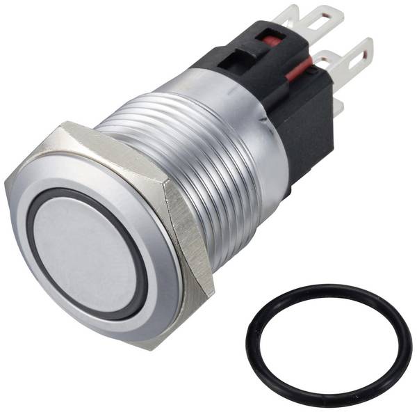 TRU COMPONENTS TC-12647524 tlačni prekidač 250 V/AC 3 A 1 x off/(on) IP65 plava zadržava položaj mesing, kromiran 1 St.