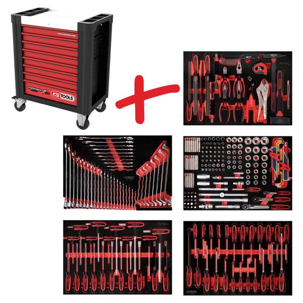 KS Tools 810.5262 kolica za alat  Boja proizvođača: crna, crvena