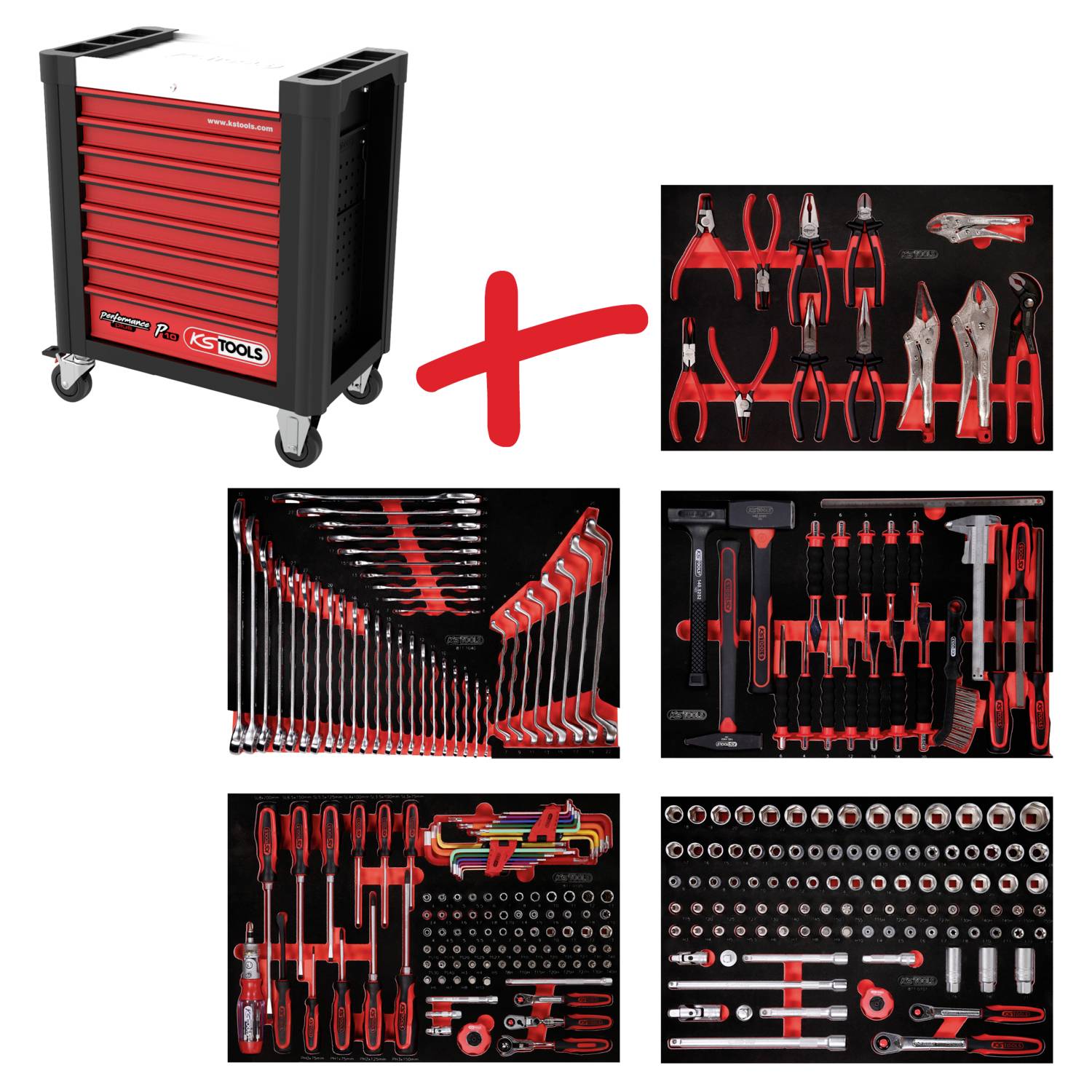 KS Tools 810.5279 kolica za alat Boja proizvođača: crna, crvena