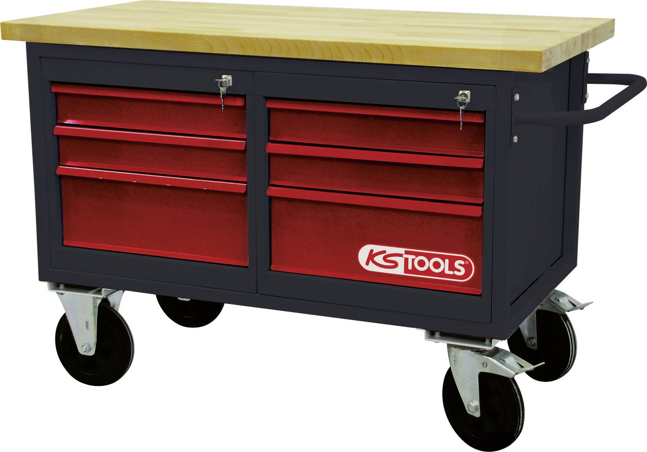 KS Tools 865.0011 Werkbank (b x h x d) 1200 x 840 x 600 mm Zwart, Rood afbeelding