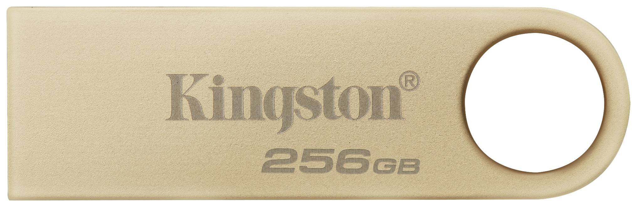 USB stick zlatne boje s natpisom 'Kingston 256GB'.