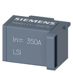 Sivi električni komponenent s natpisom 'SIEMENS', modelni broj '3WA9111-1EB74', struja 'In=350A', LSI tip.
