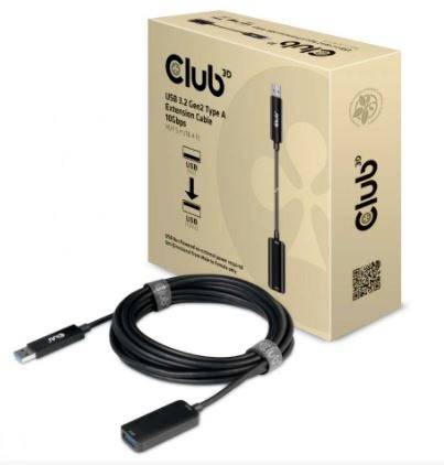 USB 3.2 Gen2 produživač tipa A, 10 Gbps, 2 metra, crne boje. Pakiranje prikazuje proizvod i tehničke specifikacije.