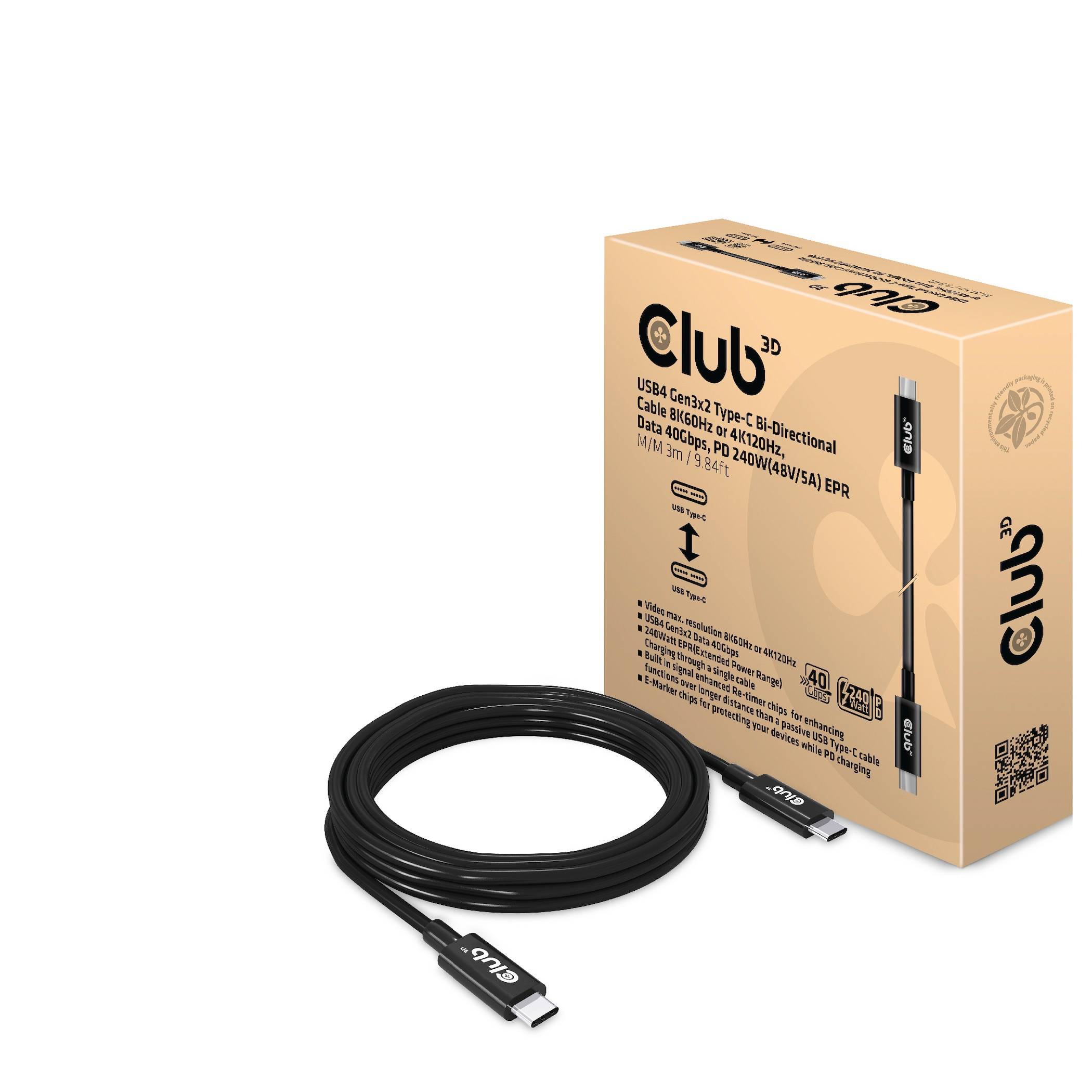 USB-A do USB-C kabel pokraj njegove ambalaže koja prikazuje specifikacije poput brzine prijenosa podataka i debljine kabela.