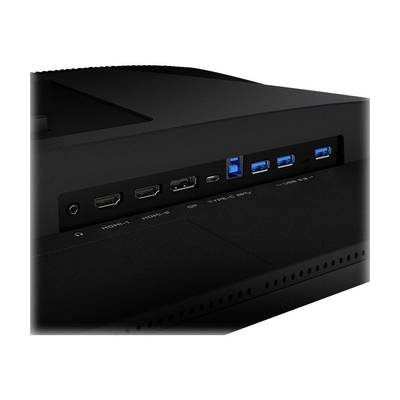 Stražnja strana monitora s više priključaka, uključujući HDMI, DisplayPort i USB priključke, za raznovrsnost povezivanja.