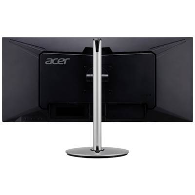 Pogled straga na Acer monitoru s crnim kućištem i srebrnim postoljem.