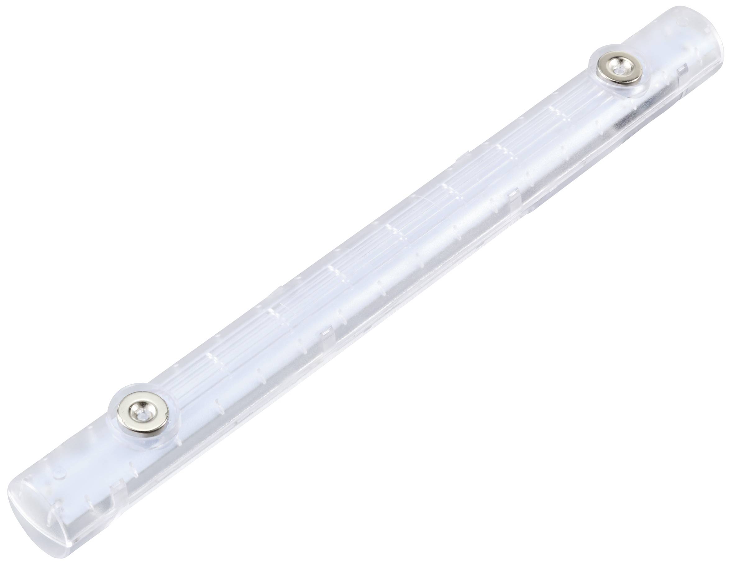 Prozirna plastična poklopac s dvije vijke, vjerojatno dio nekog tehničkog uređaja ili pribora.