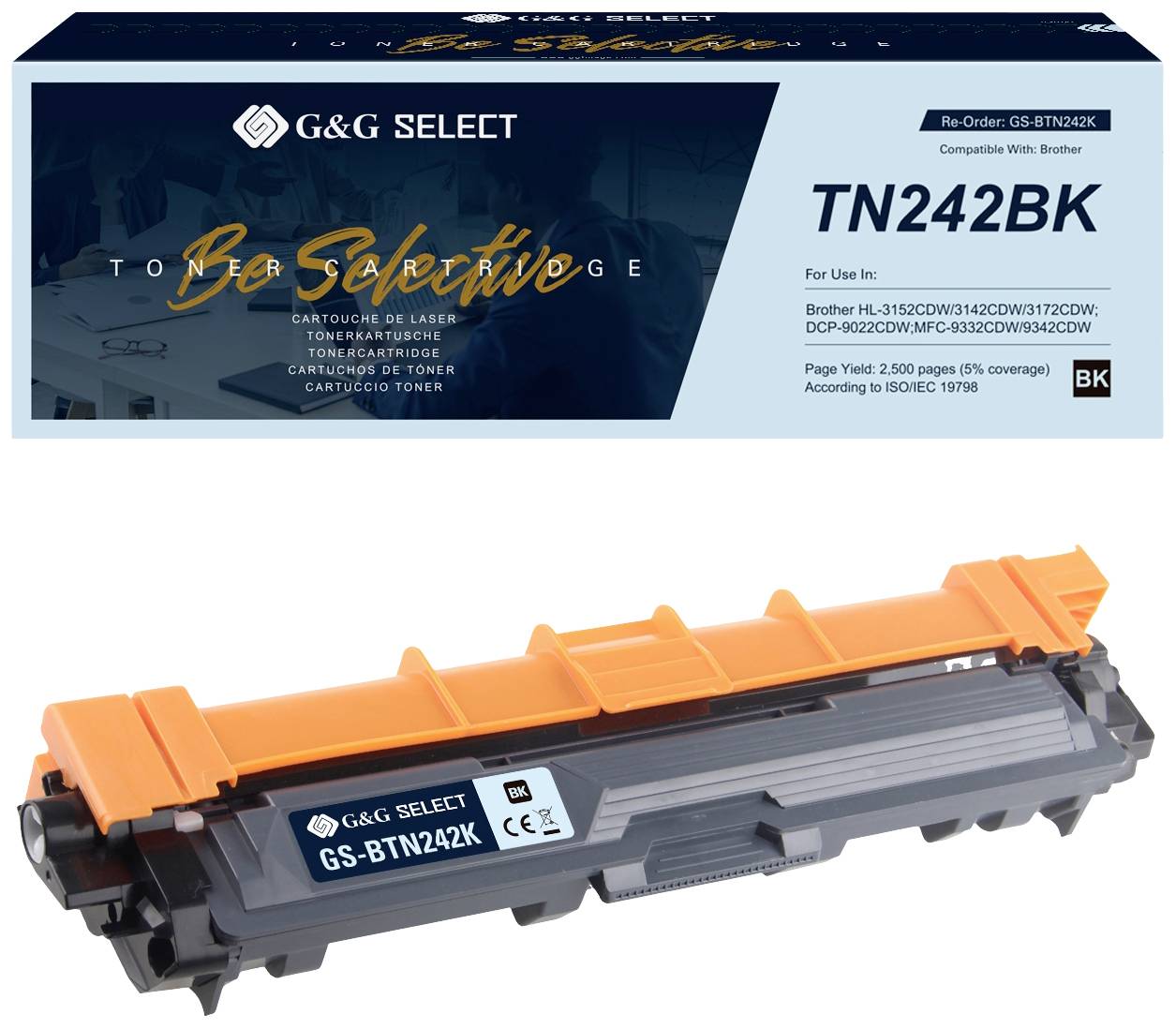 G&G Toner vervangt Brother TN-242BK Compatibel Zwart TN-242BK GS-BTN242K