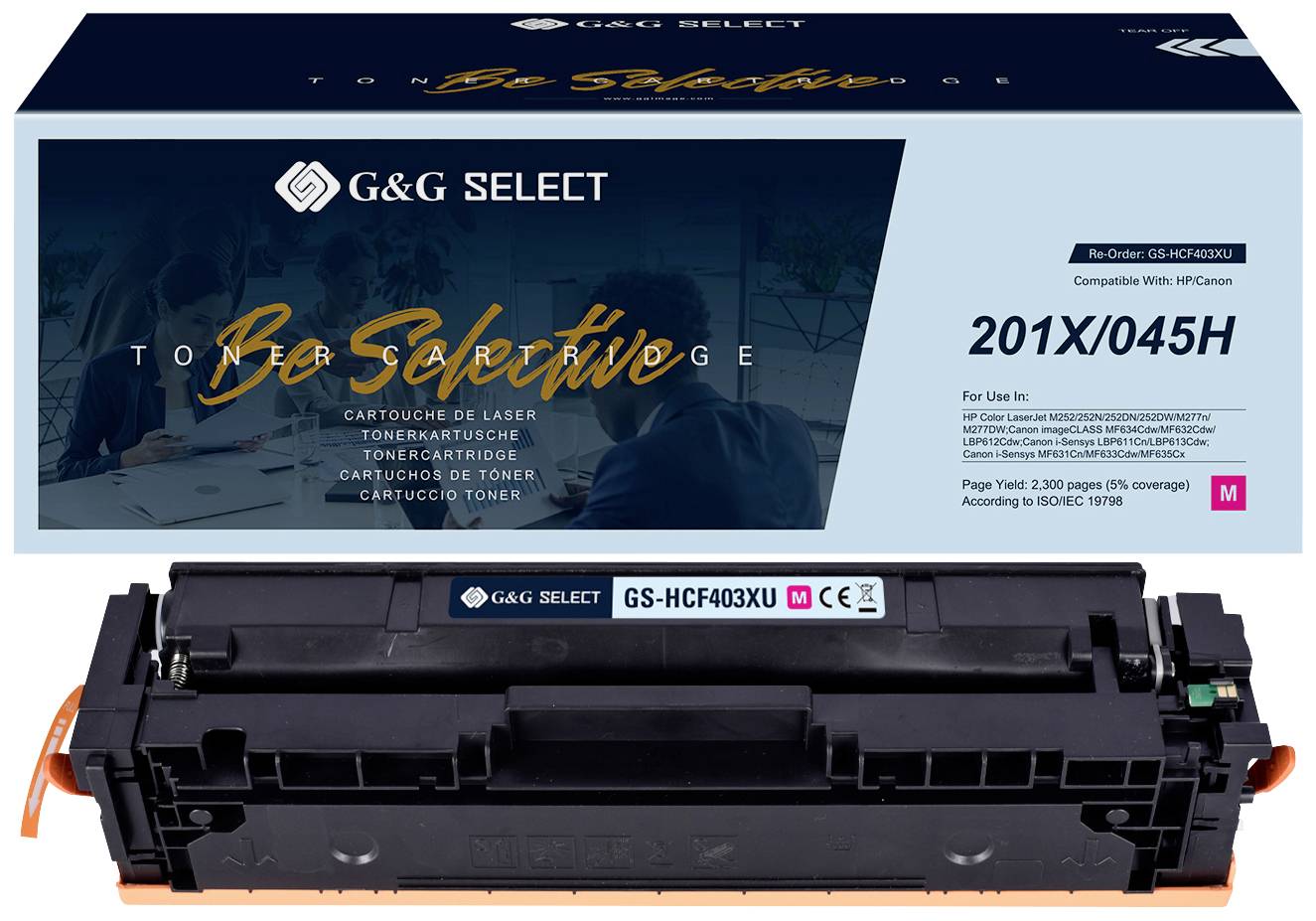 G&G toner zamijenjen Canon, HP 201X, 045H kompatibilan purpurno crven CF403X/Cartridge 045H Magenta GS-HCF403X(U)
