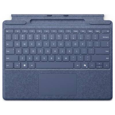 Odvojiva plava tipkovnica s dodirnom pločicom, dizajnirana za tablete, s standardnim QWERTY rasporedom i funkcijskim tipkama.