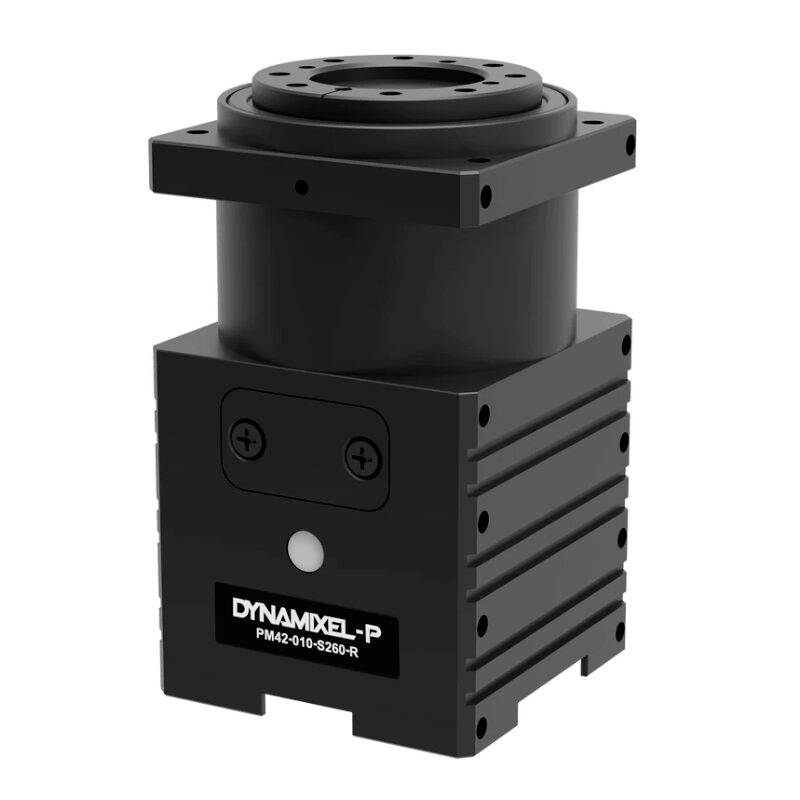 Kvadratni crni servo motor s natpisom 'Dynamixel-P PM42-010-S260-R'.