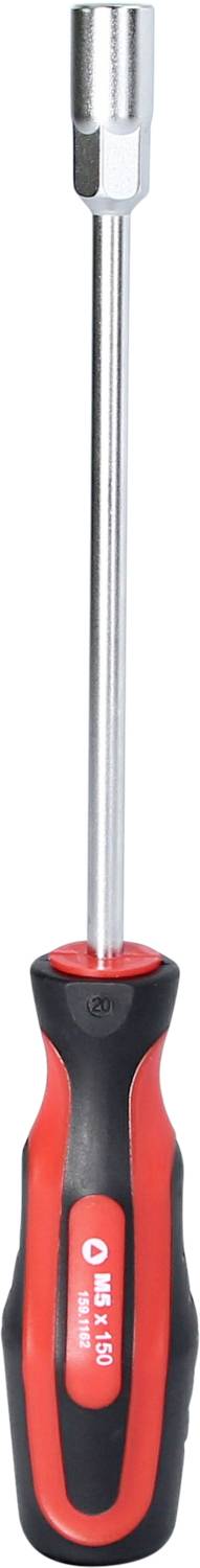 Odvijač s crvenom i crnom ručkom, pogodan za poslove majstorenja.