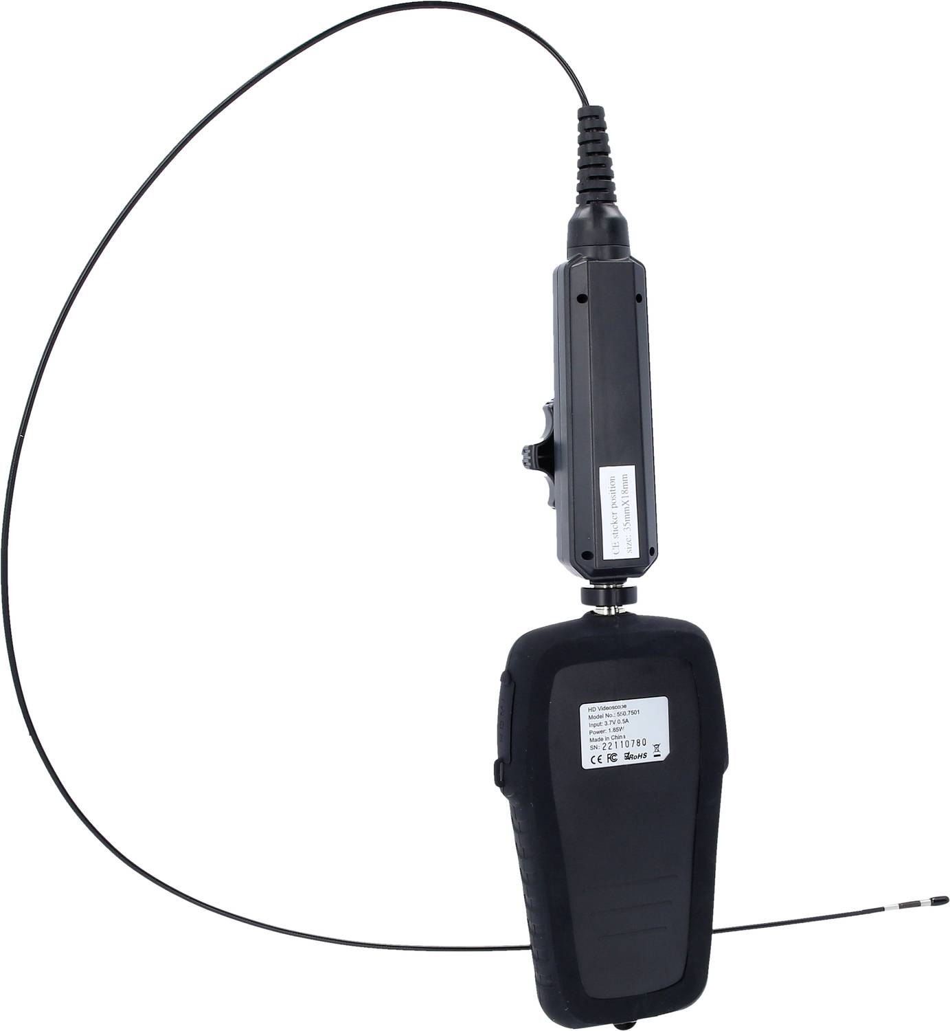 Prijenosni endoskop s fleksibilnom cijevi i kamerom, korišten za vizualnu inspekciju teško dostupnih područja.