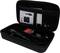 Otvoreni crni etui prikazuje set inspekcijske kamere sa zaslonom, priključnim kabelima i uputama za upotrebu.