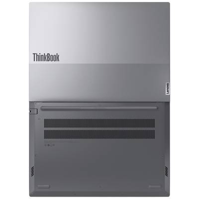 Stražnja strana laptopa srebrne površine s natpisima 'ThinkBook' i 'Lenovo'.