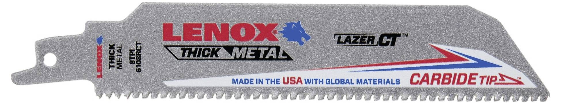 Listić pile za sečenje debelih metala Lenox, model 'Lazer CT', izrađen u SAD-u od globalnih materijala, s karbidnim vrhom.