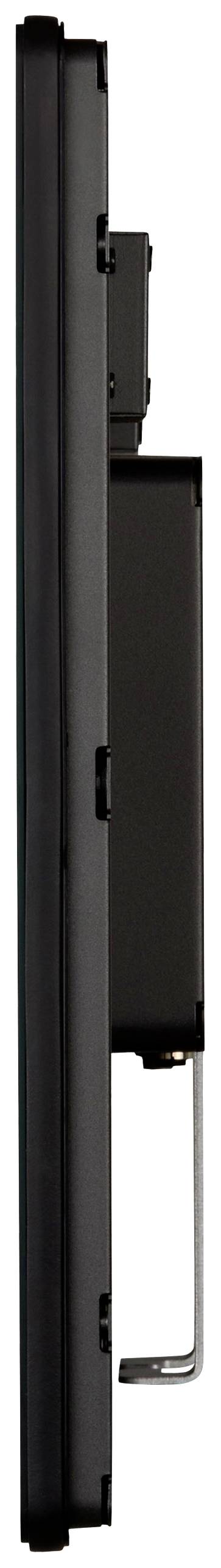 Uska, crna pravokutna elektronička strana uređaja s metalnom ručkom na dnu.