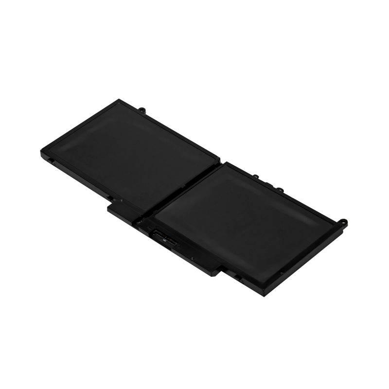 Crni laptop akumulator s dvije povezane pravokutne ćelije, pogodan za zamjenu u elektroničkim uređajima.