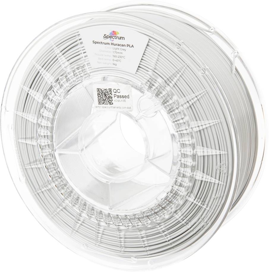 Spectrum Filaments 80924 Huracan PLA LIGHT GREY Filament PLA kunststof Highspeed filament, Verhoogde extrusionsrate 1.75 mm 1000 g Lichtgrijs 1 stuk(s)