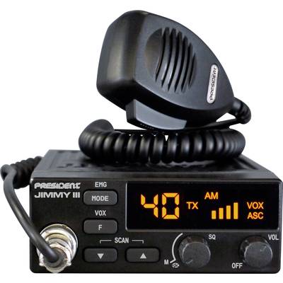 Radio uređaj s mikrofonom i kabelom. Prikazuje 40 AM kanala na zaslonu. Koristi se u amaterskom radiju.