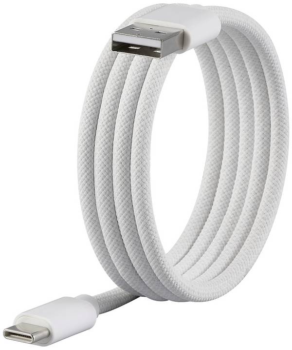 Renkforce USB kabel USB 2.0 USB-C® utikač, USB-A utikač 1.00 m bijela s magnetskim namotom, oplaštenje od tekstila RF-6437922