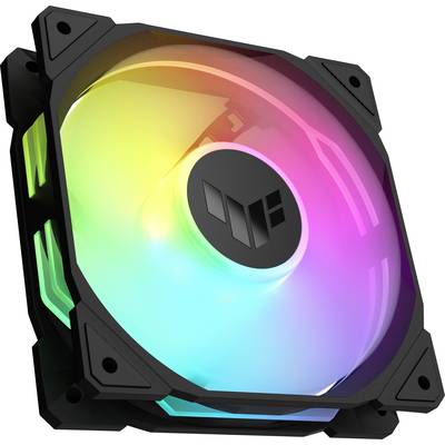 PC ventilator s RGB osvjetljenjem u efektu duge. Glavne boje su crvena, zelena i plava. Kvadratično, crno kućište.