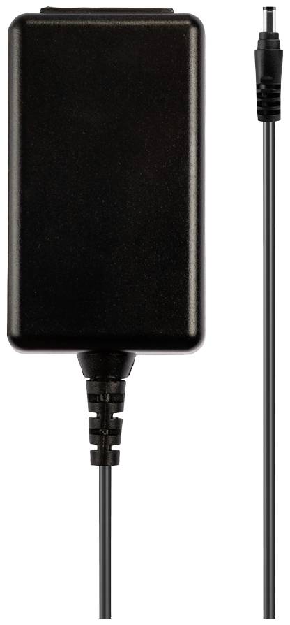 Crni mrežni adapter s dugačkim, tankim kabelom koji završava malim utikačem. Pogodan za elektroničke uređaje.