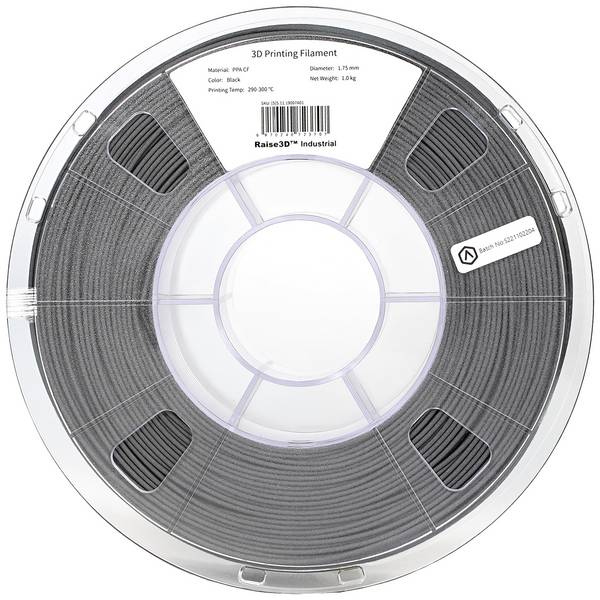 RAISE3D PMRA-1001 Industrial PPA CF 3D pisač filament PPA visoka krutost, otporan na visoke temperature, kemijski otporan, ojačan karbonskim vlaknima, niska gustoća 1.75 mm 1000 g crna  1 St.