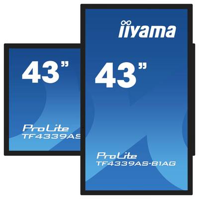 Dva vertikalna plava monitora iiyama, model ProLite TF4339AS-B1AG, veličine 43 inča, u modernoj prezentaciji.