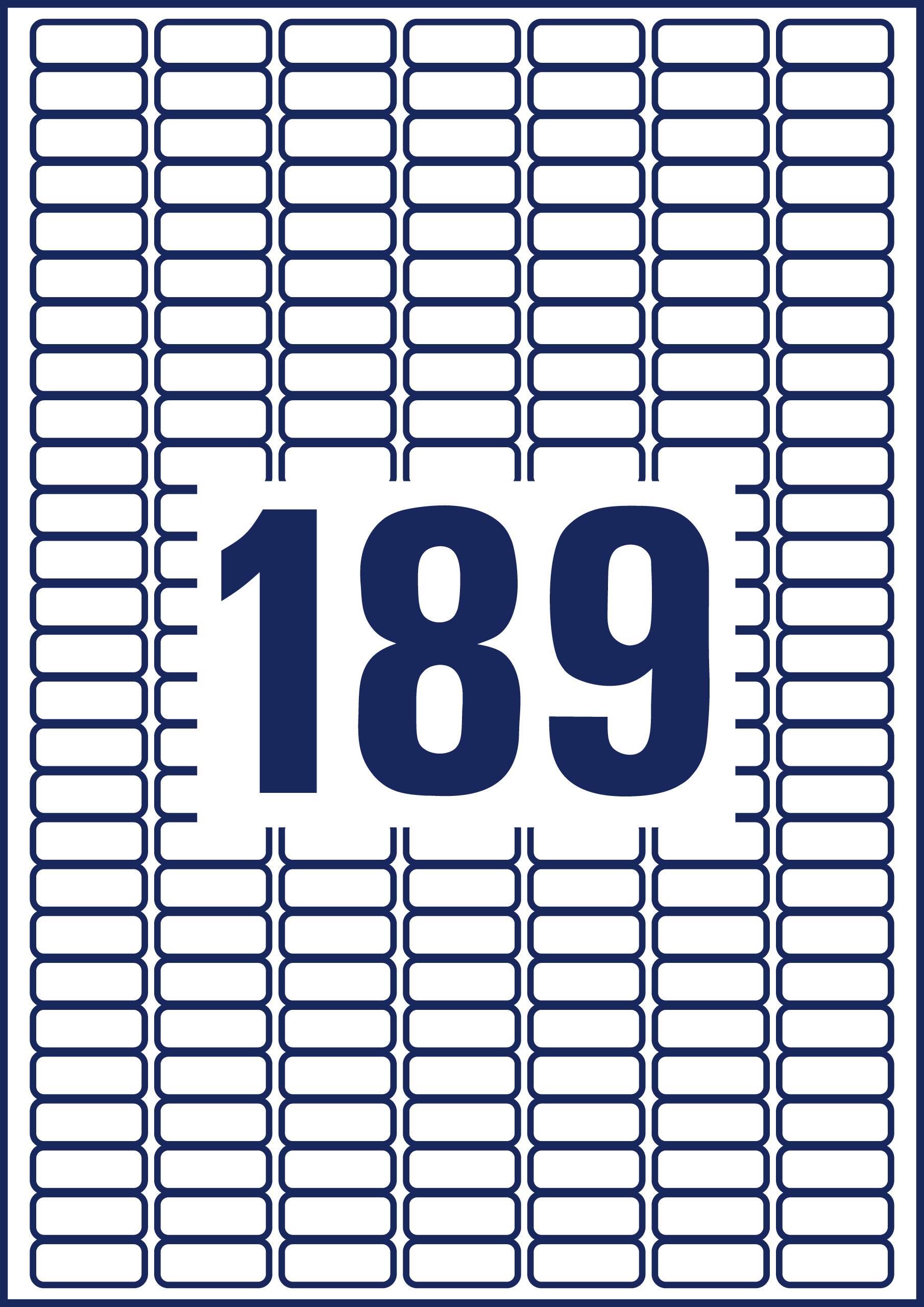 Broj '189' u sredini uzorka zaobljenih pravokutnika.