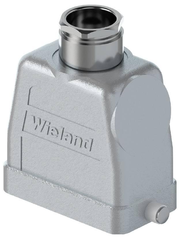 Metalno kućište konektora s natpisom 'Wieland', cilindrični otvor gore, pogodno za industrijske primjene.