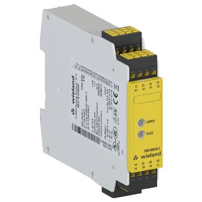 Žuti sigurnosni relejni modul serije SNO 4003K-C tvrtke Wieland Electric za upravljanje funkcijama stroja.