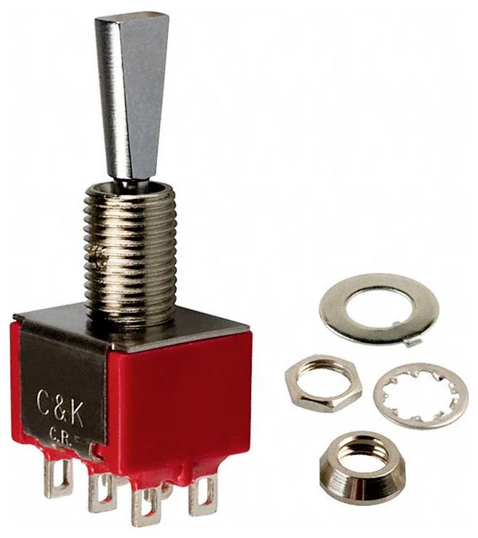 C & K Switches 7201P3YZQE Toggle-Switch 7000 Series 120 V/AC, 28 V/DC 5 A 2x aan/aan 1 stuk(s) Bulk