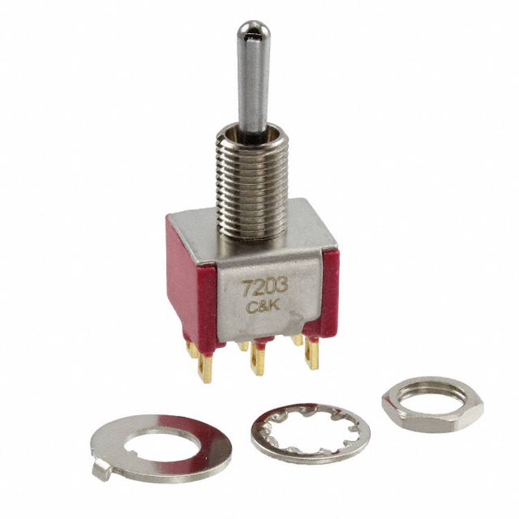 C & K Switches 7203SYZBE Toggle Switch 7000 Series 20 V/AC, 20 V/DC 2x aan/uit/aan 1 stuk(s) Bulk